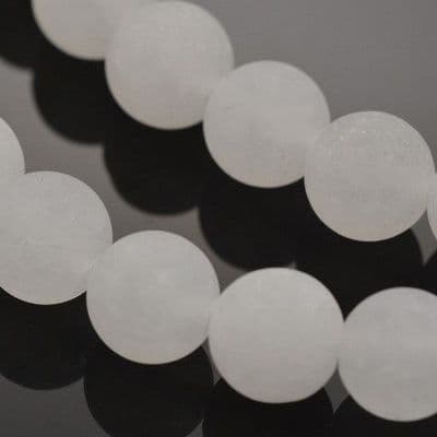 Natural White Jade Round 4mm Frosted White Beads (40-45 beads)