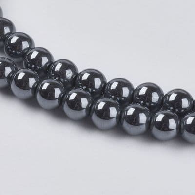 Non-magnetic Hematite Round Beads - Black - 4mm (100)
