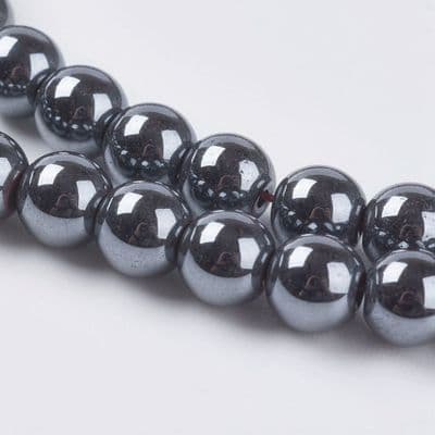 Non-magnetic Hematite Round Beads - Black - 6mm (65)