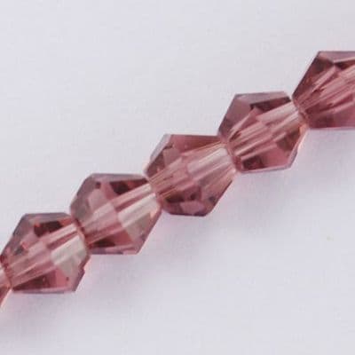 Old Rose 4mm Faceted Glass Bicone