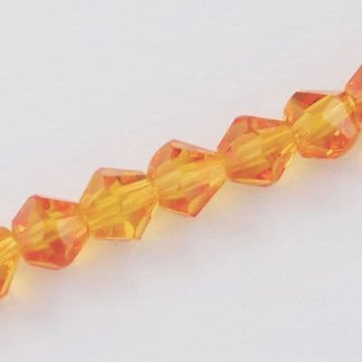 Orange 4mm Faceted Glass Bicone