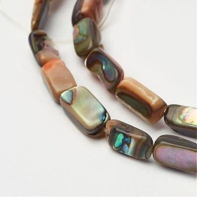 Paua Shell Rectangle Beads 8-11x5x3-4mm, 8