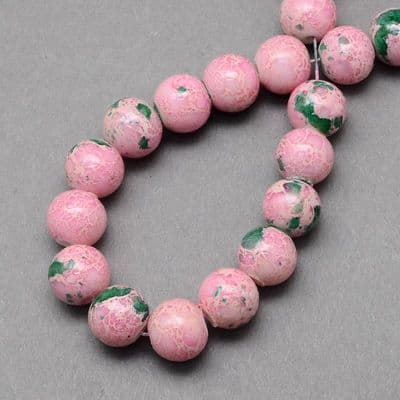 Pink 14mm Imitation Regalite  Round Beads (15)