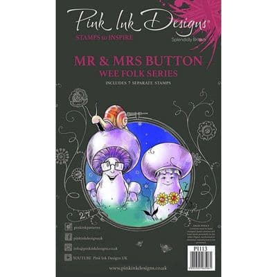 Pink Ink Mr & Mrs Button A6 Clear Stamp