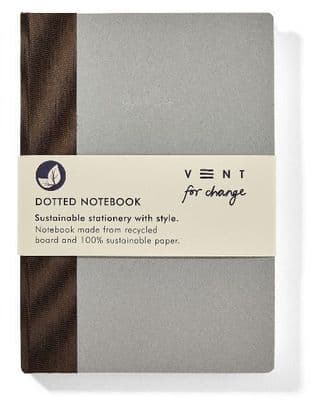 Recycled Board A5 Dotted Notebook - Brown Fabric Spine