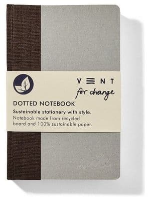 Recycled Board A6 Dotted Notebook - Brown Fabric Spine