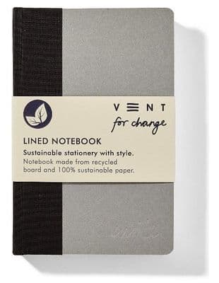 Recycled Board A6 Lined Notebook - Black Fabric Spine