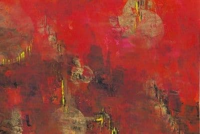 Red Galaxy Printed Greetings Card