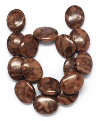 Red Zebra Jasper Stone Oval Beads (25x20x7mm) - 8 beads
