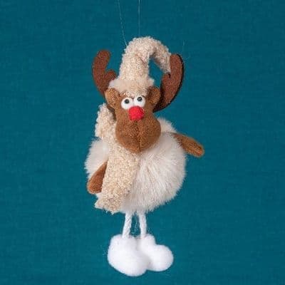 Reindeer - Beige Fluffy Body Hanging Decoration
