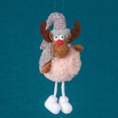 Reindeer - Pink Fluffy Body Hanging Decoration