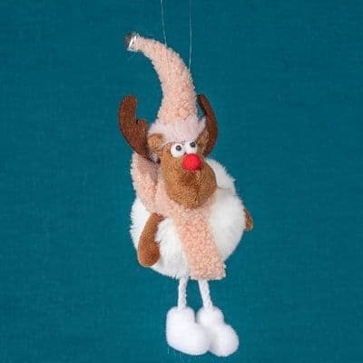 Reindeer - White Fluffy Body Hanging Decoration