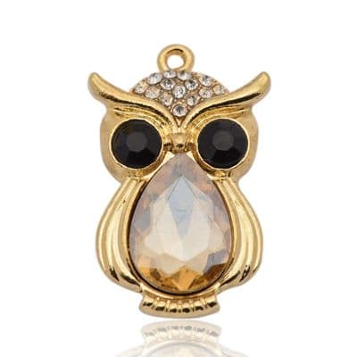 Rhinestone Golden Owl Pendant (1)