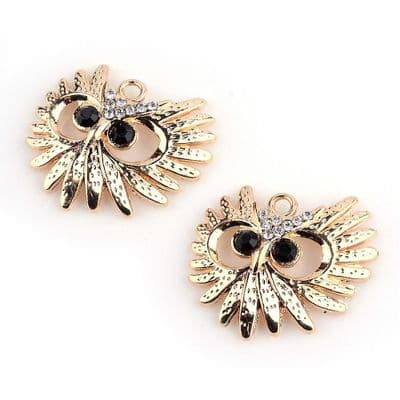Rhinestone Owl Golden Pendant (single)