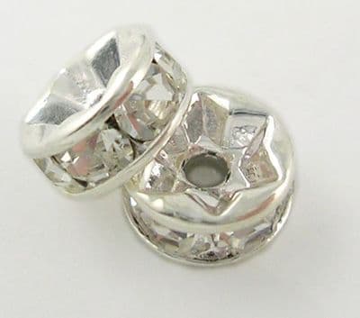 Rhinestone spacer bead - Silver - 8mm (20)