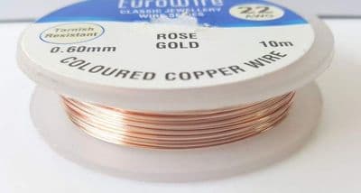 Rose Gold Copper Wire 0.6mm x 10m (reel)