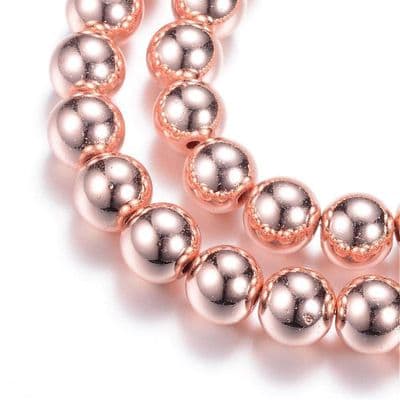 Rose Gold Plated Hematite 8mm (25 beads)