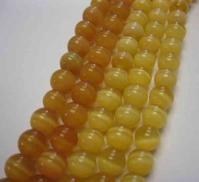 Round Cat's Eye Beads - 8mm - 24 beads - Pale Orange