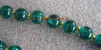 Round Crackle Glass Beads - Dark Green, 8mm (25 beads)