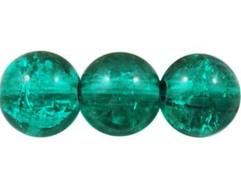Round Crackle Glass Beads - Dark Green, 8mm (25 beads)