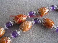 Round Crackle Glass Beads - Purple,  8mm (25 beads)