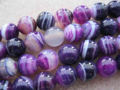 Round Dyed 'Natural Agate Beads - 8mm - (24 beads) - Purple
