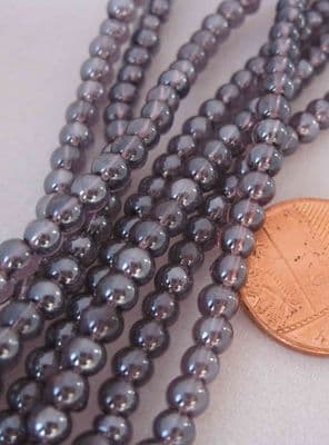 Round Glass Beads - 4mm - Approx 80 beads - Amethyst