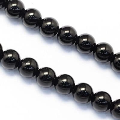 Round Natural Black Agate Stone 8mm Beads (25)