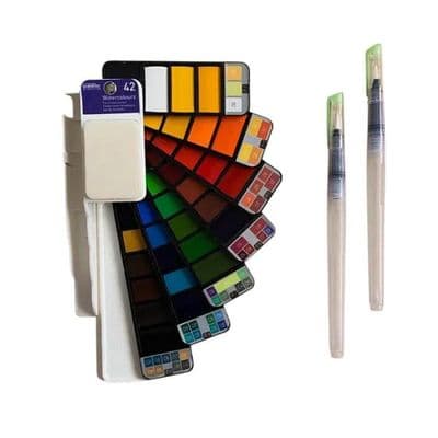 Seawhite Watercolour Fan 42 colours 2 brushes