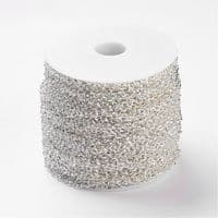Side Twist Iron Chain - Lead Free, Silver colour - 5x4x0.9mm - 1 Metre Length