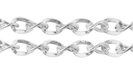 Side Twist Iron Chain - Lead Free, Silver colour - 5x4x0.9mm - 1 Metre Length