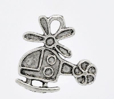 Silver Colour Charm - Helicopter (Pack of 5)