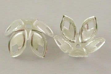 Silver Colour Iron Pointed Flower Large Bead Caps - 18mmx8mm (Approx 20 caps)