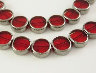 Silver Plated Red 10mm Glass Beads (15)