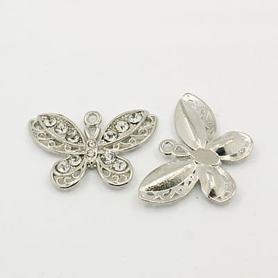 Silver Rhinestone Butterfly Pendant (1)