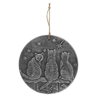 Silver Wish Upon a Star Terracotta Plaque by Lisa Parker (cats)