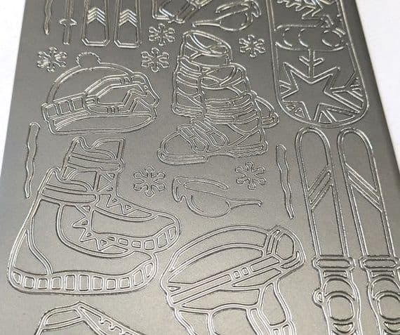 Snow Sports Silver Peel-Off Sticker