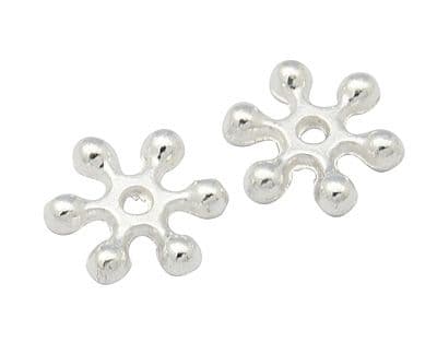 Snowflake Bead Spacers with One Hole - Bright Silver - 8x2.5mm (Approx 25)