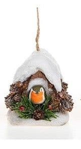 Snowy Pine House with Robin (Centre)