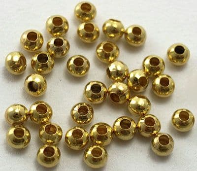 Spacer Beads, Iron, Round, Golden, about 3.2mm in diameter, 3mm thick, hole: 1.2mm