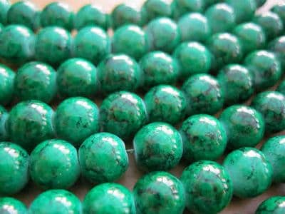 Spray Painted Glass Beads Strand - 8mm - Deep Green (23 beads)