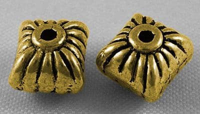 Square Tibetan Style 7mm Bead Spacers Antique Gold (20)