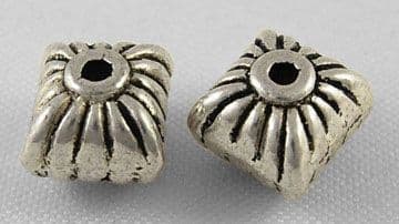 Square Tibetan Style 7mm Bead Spacers Antique Silver (20)