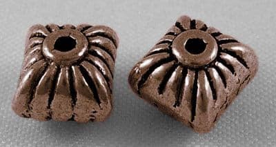 Square Tibetan Style 7mm Bead Spacers Red Copper (20)