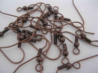 Standard Size Fish Hook Ear Wire (10 pairs) - Copper