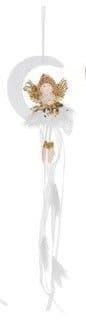 Stardust Feather Fairy Mobile - Crescent moon with gold wings