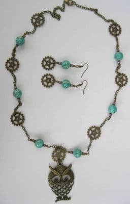 Steampunk Owl Necklace & Earrings Kit