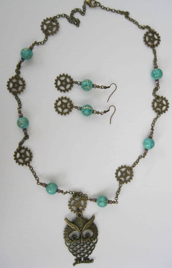Steampunk Owl Necklace & Earrings Kit