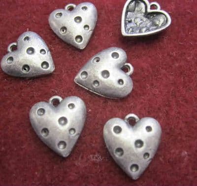 Steampunk Style Fancy Heart Charm (6) - Antique Silver