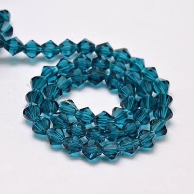 Steel Blue Grade AA 4mm Faceted Glass Bicone